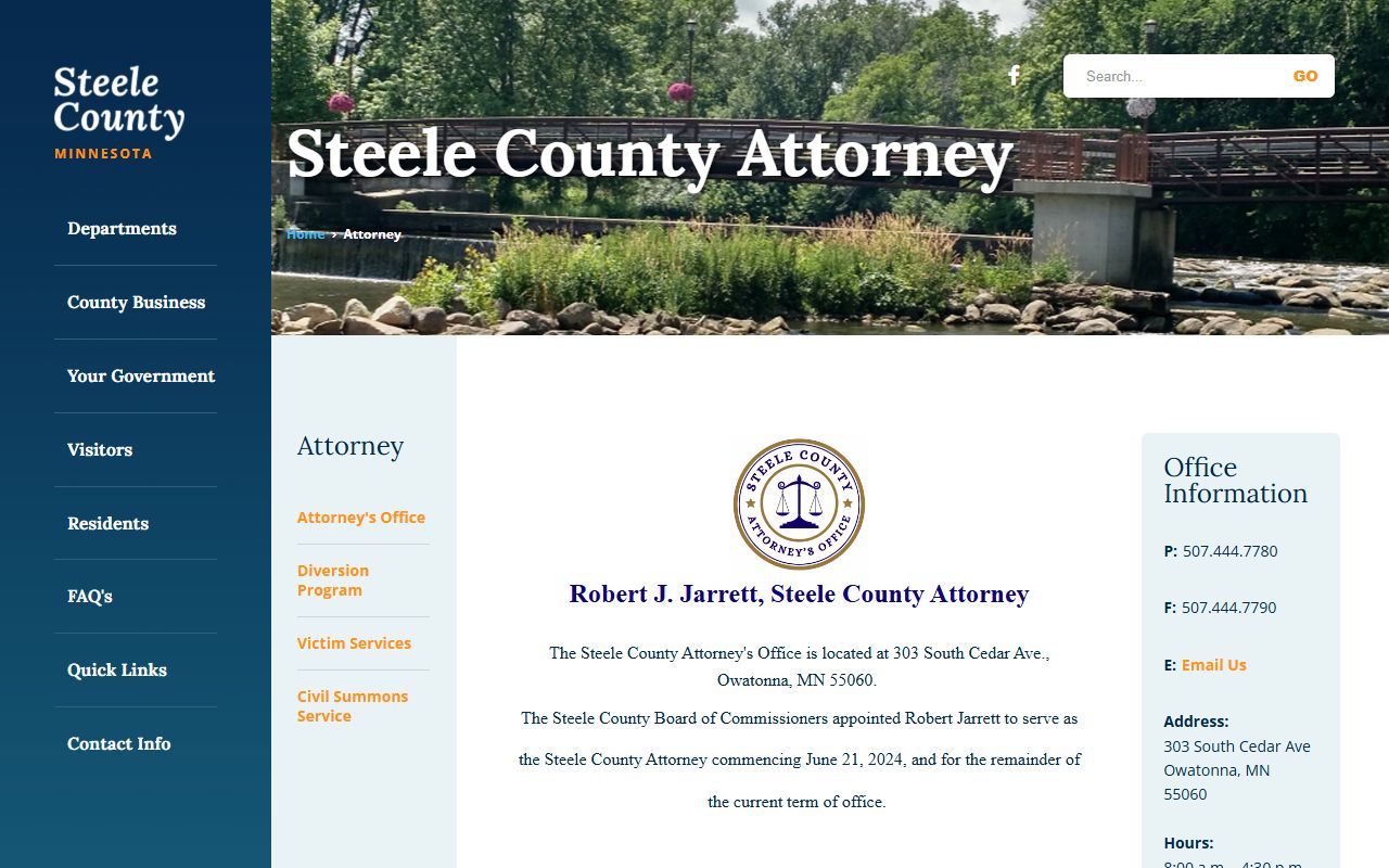Steele County arrest records County Attorney prosecution page
