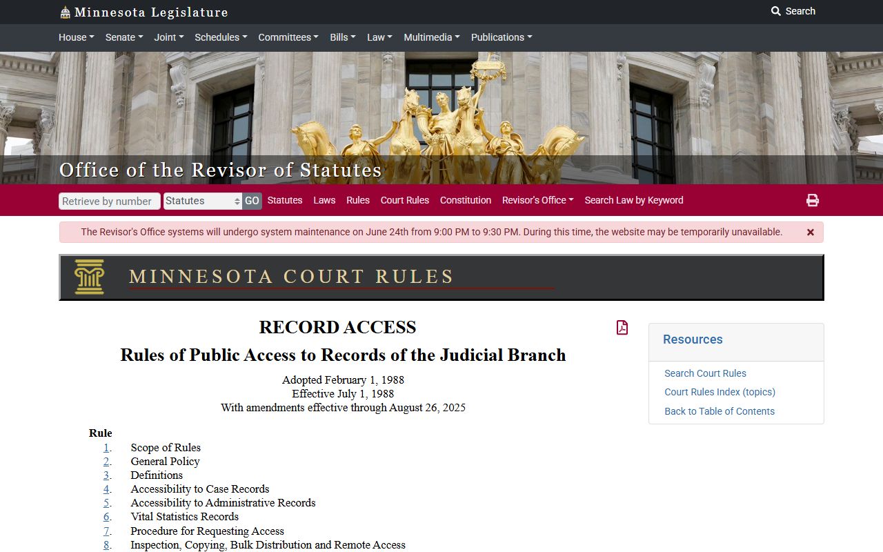 Steele County court records public-access rules on MCRO for Minnesota