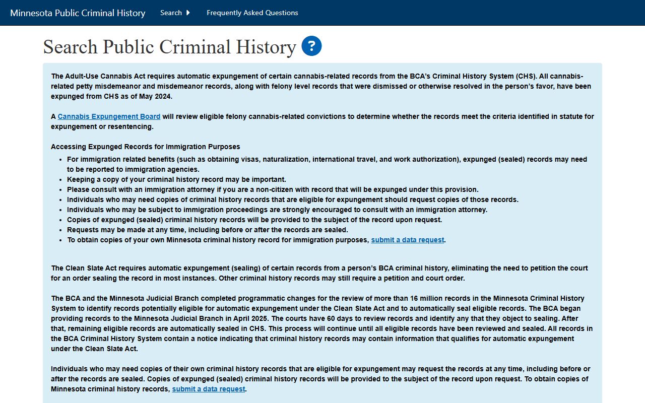 Steele County criminal records BCA criminal history search interface