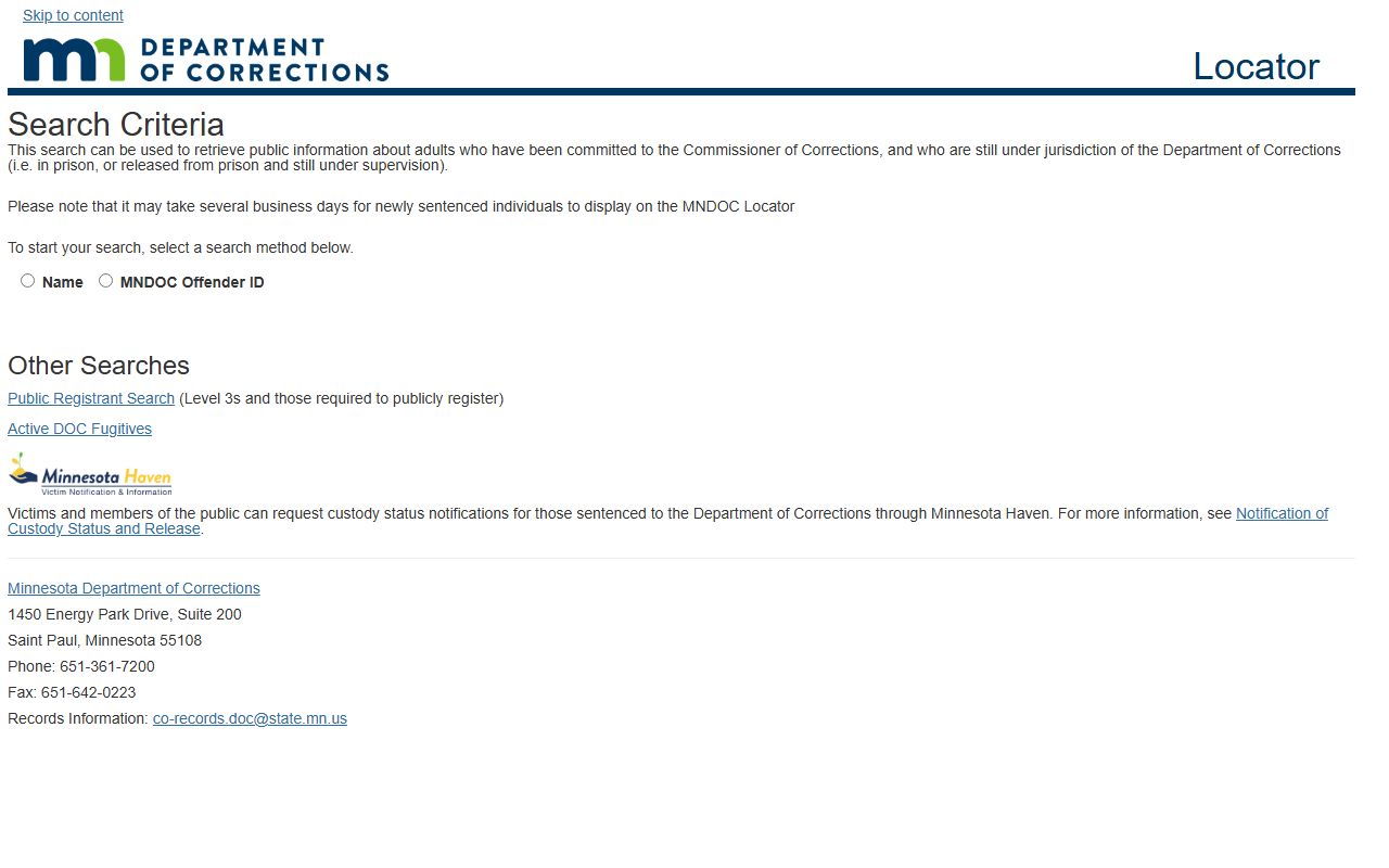 Steele County criminal records DOC public locator for custody status